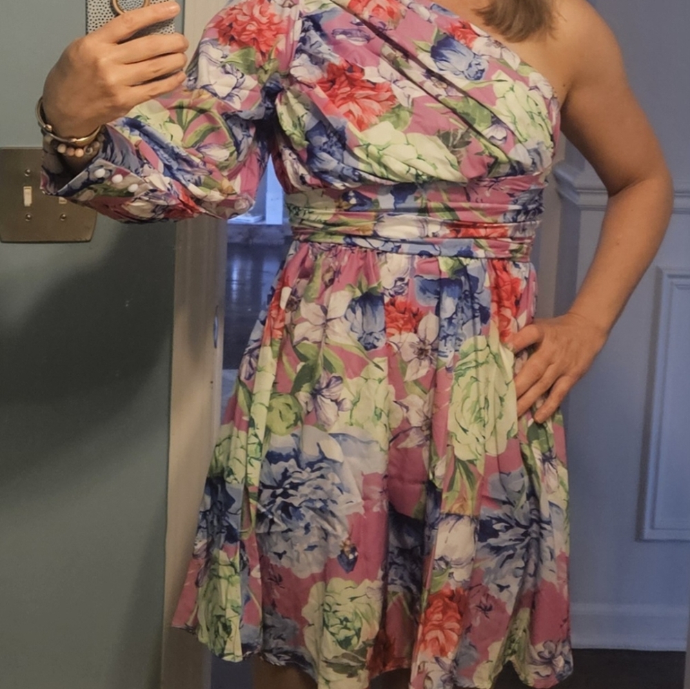 Floral One Shoulder Dress